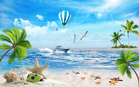 阳光沙滩海景图