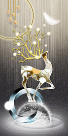 高清分层光影玄关麋鹿