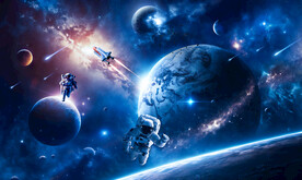 太空星球宇航员银河星空宇宙背景