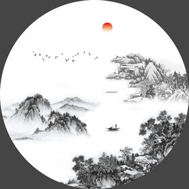 圆形山水画