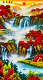 鸿运当头 高山流水客厅挂画