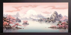 山水画装饰画无框画