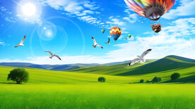 蓝天白云风景画