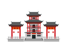 中式建筑牌坊门楼