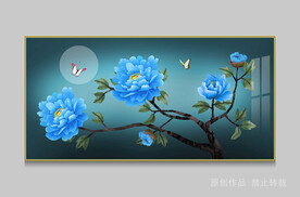 新中式花鸟牡丹国画