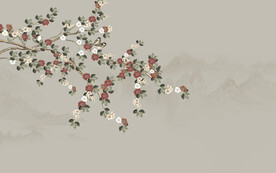 新中式花鸟画山水电视背景墙