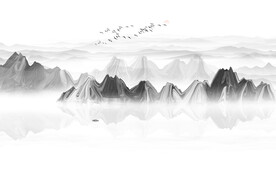 新中式抽象水墨山画