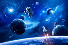 宇宙星球太空火箭宇航员航天背景