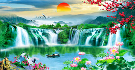 流水生财山水装饰画