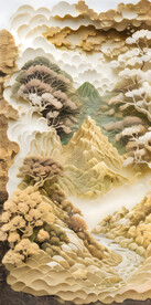 浮雕山水