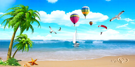 蓝天白云大海沙滩