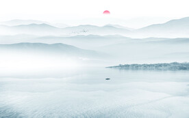 中式水墨山水图背景墙