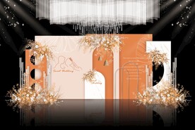 橙色简约婚礼背景