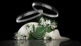 白绿婚礼布置su模型