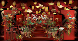 国潮风中式寿宴婚礼效果图