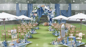 雾霾蓝户外草坪婚礼效果图