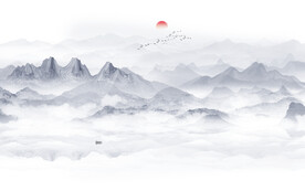 禅意水墨画背景墙