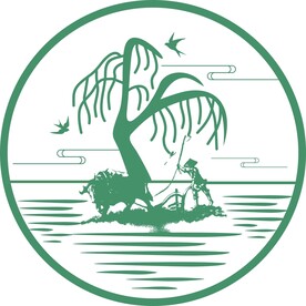 中式中国风农耕水田云纹柳树