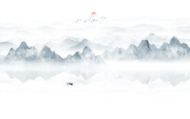 新中式意境水墨山水画背景墙