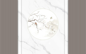 现代简约山水花鸟画背景墙