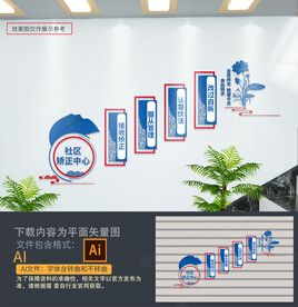 社区矫正中心楼梯文化墙