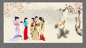 仕女图背景墙