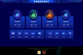 科技蓝色3D图标仪表盘应用首页