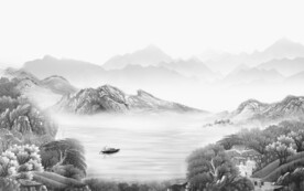 新品 高级灰山水画 TIf分层