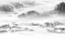 高档 淡雅灰山水画 灰色山水画