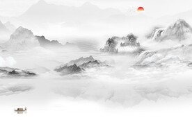 高清 现代灰山水画 TIF分层