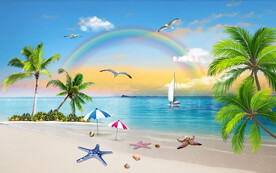 大海阳光沙滩海景图