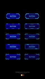 蓝色科技边框按钮按键UI组件集
