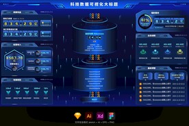 酷炫科技蓝数据可视化大屏首页