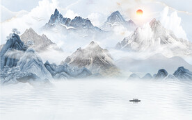 新中式意境山水背景装饰画