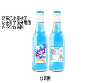 蓝莓玻璃瓶碳酸饮料汽水平面分层