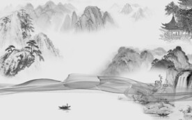 别墅 极简灰色山水 TiF分层