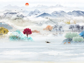 新中式意境山水背景装饰画