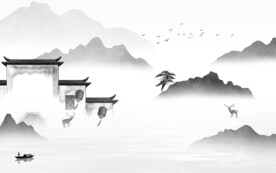 淡雅 高端灰色山水 tiF分层