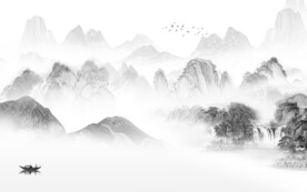 素雅 简奢灰山水画 Tif分层