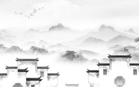 最新 高档灰山水画 TiF分层