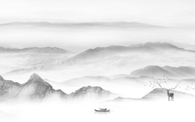 爆款 灰色简约山水 TiF分层