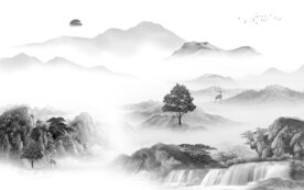 人气 灰色简约山水 TiF分层