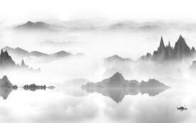 人气 灰色山水背景 TIf分层