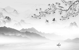 爆款 简约灰色山水 TiF分层