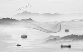 简约 灰色新山水画 TiF分层