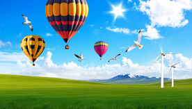 蓝天白云雪山草原