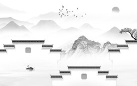 高端 灰色中式山水 TiF分层