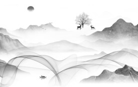 高清 奢雅灰色山水 TiF分层