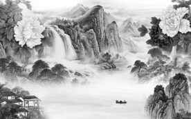 现代 灰色中式山水 TiF分层