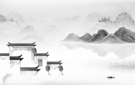 新款 灰色中式山水 TiF分层